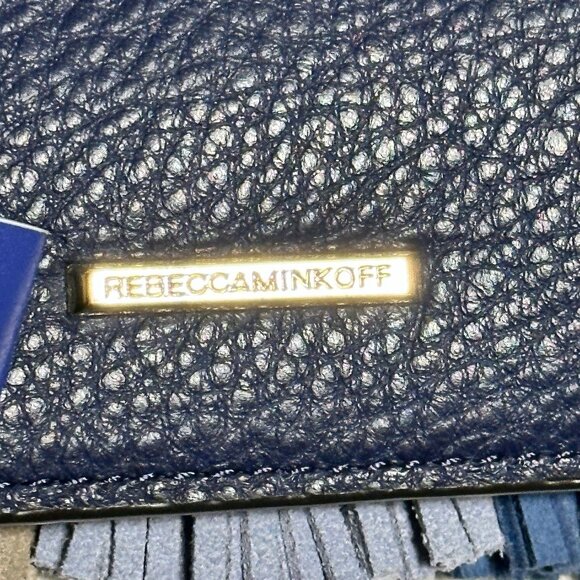 Rebecca Minkoff Navy Women's Love Suede Crossbody With Tassels Purse Bag Clutch - Picture 5 of 16